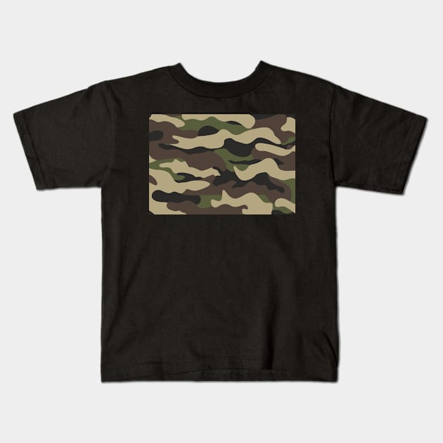 CAMO CAMOUFLAGE - GREEN, BROWN Kids T-Shirt by JosanDSGN